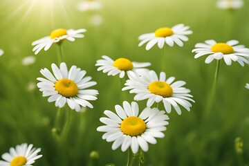 Fototapeta premium daisies in a meadow in summer Sunny day