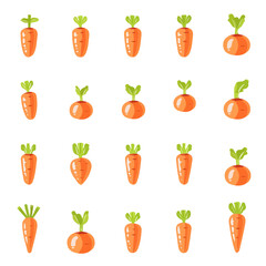 Simple flat 2D icon carrot set isolated on transparent background, vector, flat design, animation design, vector, flat design, animation design, simple flat 2D icon, minimalist design, clipart
