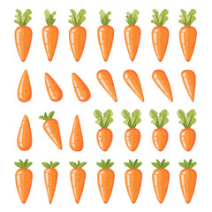 Simple flat 2D icon carrot set isolated on transparent background, vector, flat design, animation design, vector, flat design, animation design, simple flat 2D icon, minimalist design, clipart