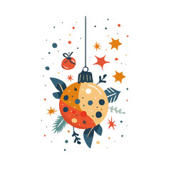 Simple flat 2D icon Christmas bauble isolated on transparent background, vector, flat design, animation design, vector, flat design, animation design, simple flat 2D icon, minimalist design, clipart