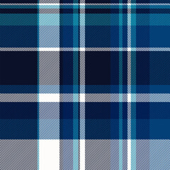 Curtain background seamless tartan, decorative textile pattern check. Long vector texture plaid fabric in cyan and dark colors.