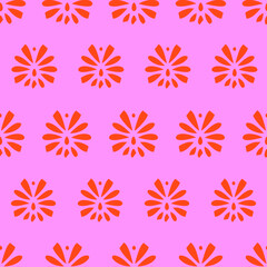 Seamless repeat pattern print background with ornament in roze and red 