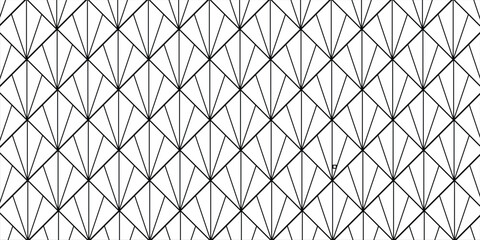Interlocking triangles tessellation background. Image with repeated scallops. Fish scale. Seamless surface pattern design with scales. Modern japanese motif. Repeat scallop. Squama. Vector for print.