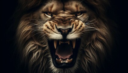 Fototapeta premium 雄大なライオンの咆哮