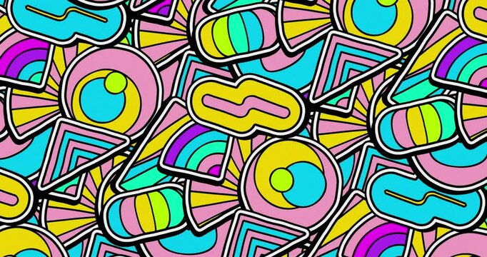Animation retro fashion patch texture background.