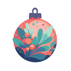 Simple flat 2D icon Christmas bauble isolated on transparent background, vector, flat design, animation design, vector, flat design, animation design, simple flat 2D icon, minimalist design, clipart