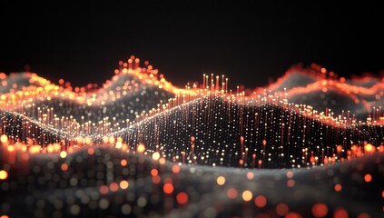 Abstract Digital Background with Glowing Lines and Dots Representing Data Flow in Tech Space