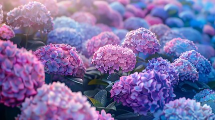 Beautiful Blooming Hydrangea Flowers in Pastel Colors