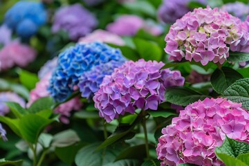 Vibrant Hydrangea Garden with Blooms