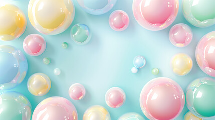 Birthday Background with Pastel Bubbles on Blue