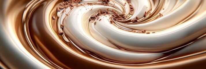 Sensual Coffee. Spiraling Mocha Cream and Chocolate Shavings Abstract. Liquid Delight