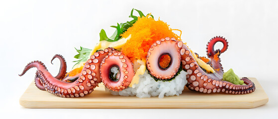 Japanese food, sushi or noodles, as well as desserts and drinks in the style and culture of Japan.