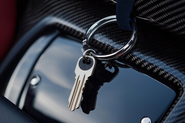 performance vehicle key with carbon fiber background