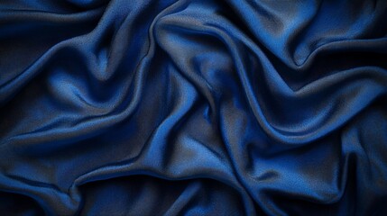 Obraz premium Blue silk fabric with smooth folds and wrinkles.
