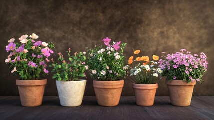 Collection of Potted Plants and Flowers: Indoor Greenery Set for Home Decor