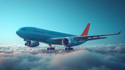 Obraz premium loop animation of airplane with cartoon style 3d rendering