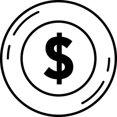 Dollar coin finance concept outline illustration