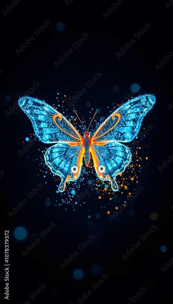 Fototapete a vivid butterfly displaying dynamic dissolution and radiant particles effects ideal for artistic an