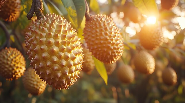 loop animation of fruit durian delicious fruit 3d rendering