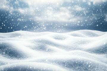 Snow falling on a winter landscape.