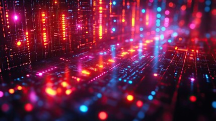 Fototapeta premium loop animation of music notes with dark neon light effect 3d rendering