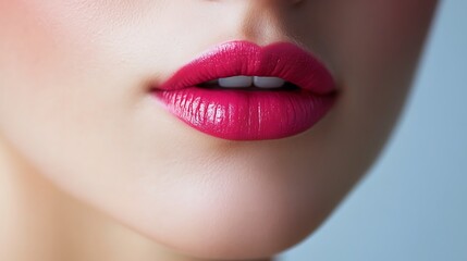 Fototapeta premium Velvet pink lips with matte finish and soft, smooth texture