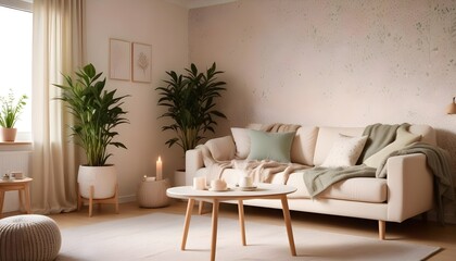 Scandinavian living room interior design zoom background,Doodle Galaxy patterned wallpaper graphics