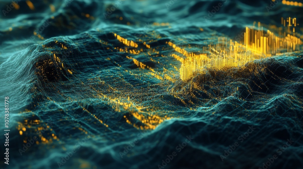 Aufkleber A computer generated image of a wave with yellow lines
