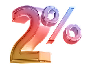 Discount 2 Percent Off Sale Gradient Number 3D