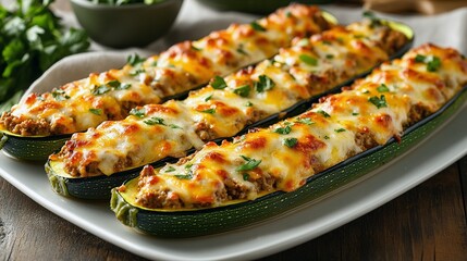 Stuffed Zucchini Boats with Ground Meat and Cheese Recipe