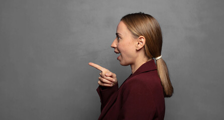 Obraz premium blonde businesswoman portrait with a copy space