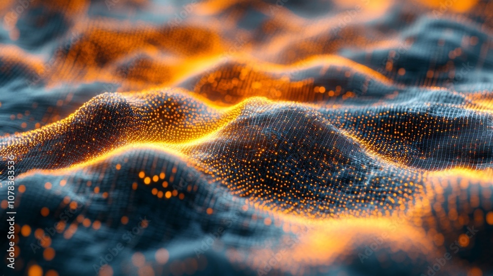 Poster A computer generated image of a wave with a golden glow