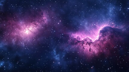 Obraz premium A deep cosmic sky fading into the dark unknown, stars twinkling faintly in the distance, creating a serene and awe-inspiring atmosphere.