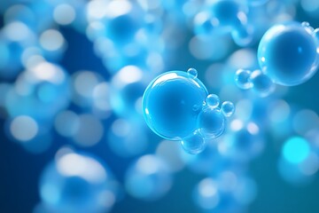 Soft glowing blue particles floating