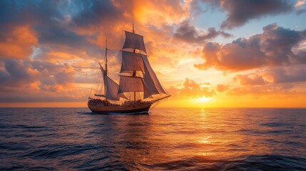 Obraz premium Sailing into the Golden Sunset