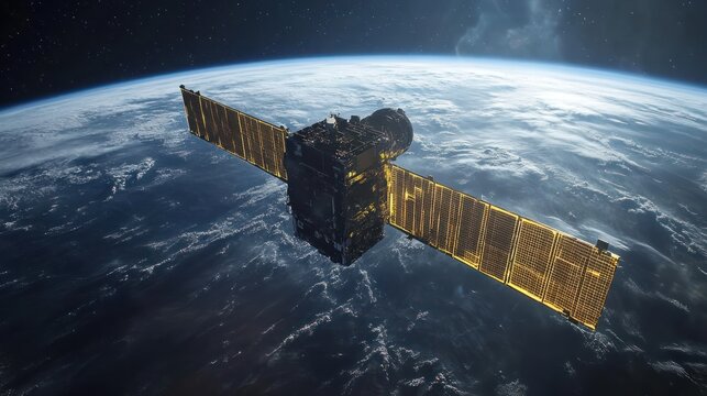 A sophisticated spy satellite is collecting secret information from Earth in the dark of space.
