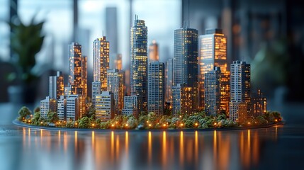 Obraz premium modern city on the mobile phone 3d rendering
