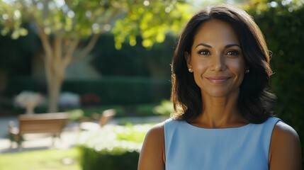 Confident south american female politician in an outdoor setting for professional and cultural representation