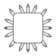 Rectangle Frame Made of Colored Pencils Graphic Design.