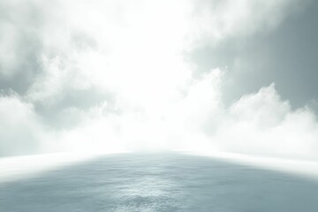 Obraz premium Cloudy sky above a flat, blue surface.
