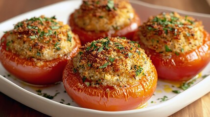Baked Stuffed Tomatoes with Breadcrumb Topping Recipe