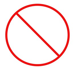 Red prohibition sign. There is a red crossed out circle on a white background.