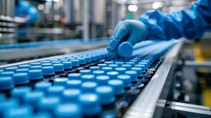 Obraz premium Plastic Cap Factory Production Industry Manufacturing Line