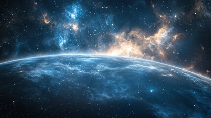 Mysterious deep sky fading into the darkness of space, faint stars illuminating the vast cosmic expanse, creating a tranquil scene."