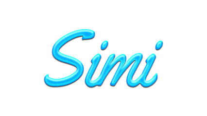 Glowing blue effect of name Simi on white background.