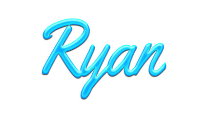 Obraz premium Glowing blue effect of name Ryan on white background.