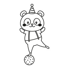 outline circus panda isolated