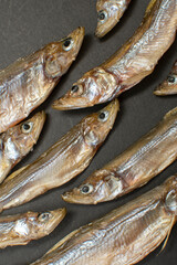 A dried smoked fish smelt