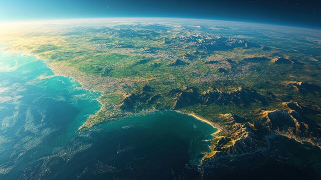 Satellite imaging technology that captures high-resolution images of the Earth's surface, showing clear landscapes and cities.