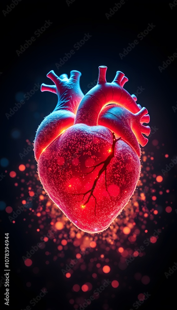 Poster A Dynamic and Visual Representation of a Vigorous Heart Dissolving into Glowing Particles for Artistic and Health-related Imagery Usage